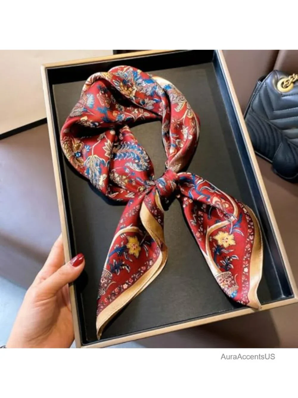 100% Pure Mulberry Silk Square Scarf 26x26 Lightweight Neck Scarf Headscarf